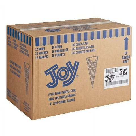 LARGE WAFFLE ICE CREAM CONE BY JOY (192 CONES/CASE)